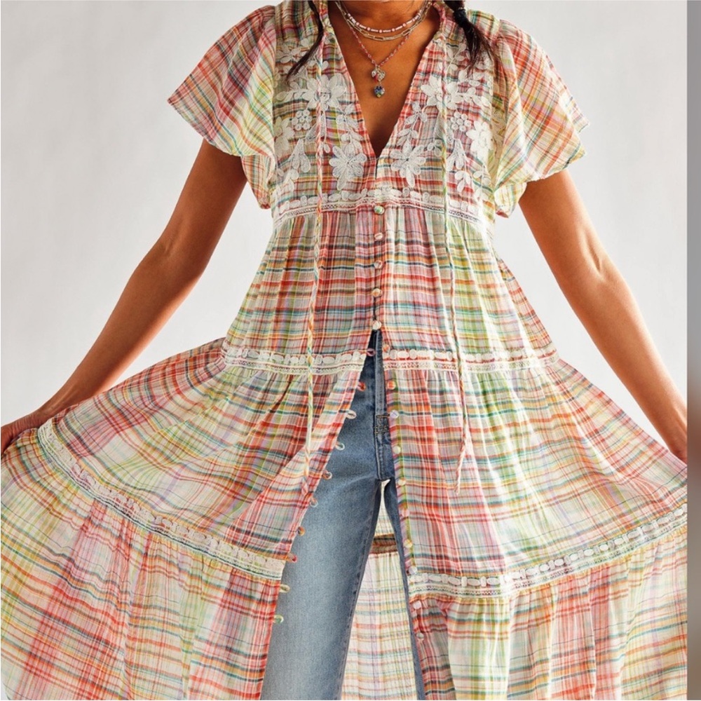 Colorful Plaid Button-Down Dress